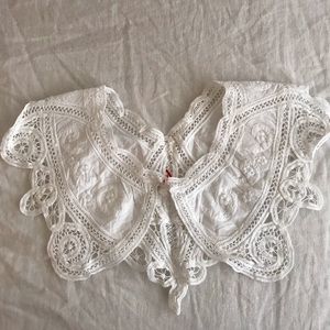 White embroidered cotton collar NWOT